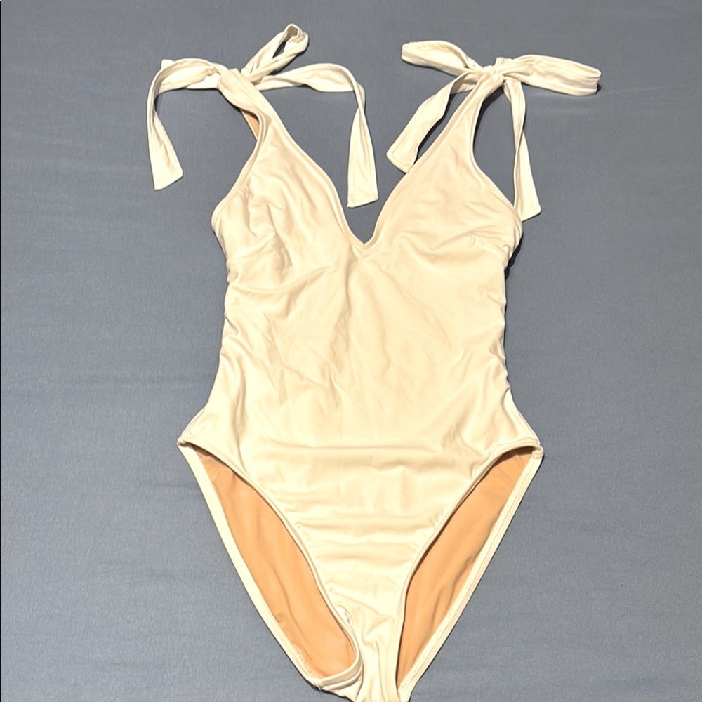 White J.Crew Tie Top One Piece Swimsuit